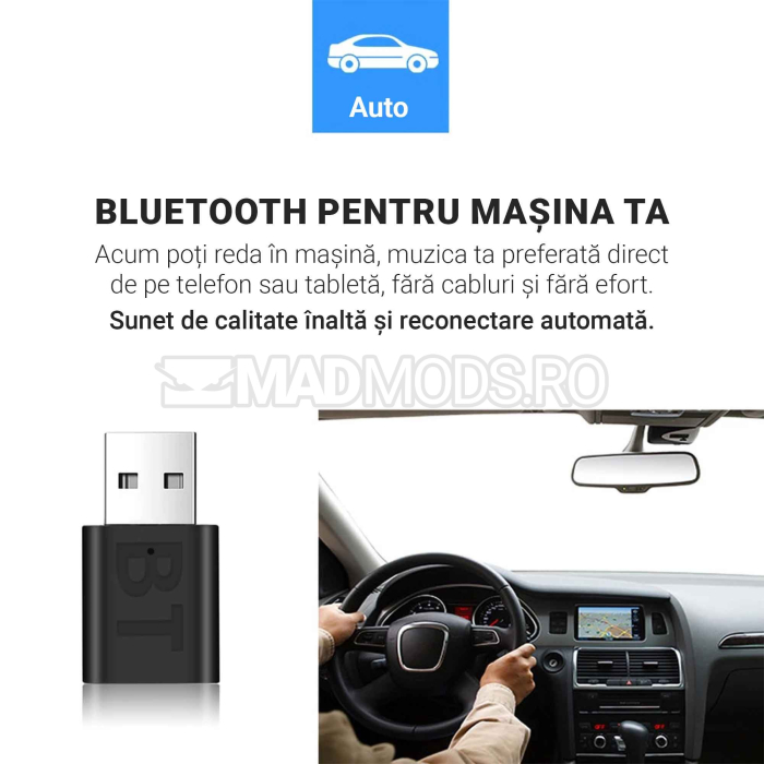 Adaptor Bluetooth 5.0 USB Transmițător și Receptor Audio Jack [3]