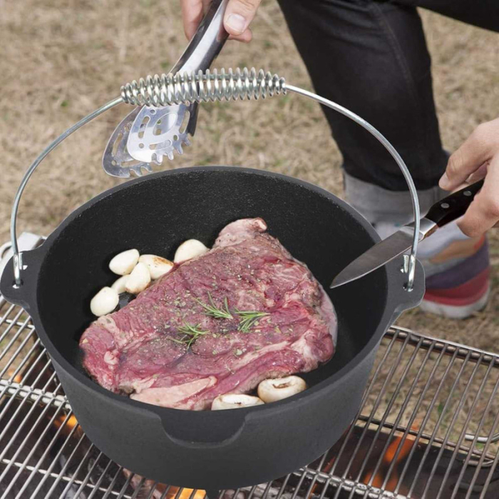 Oala de Fonta cu Maner din Inox 10 L 34x14 cm Negru – IoArtify.ro [5]