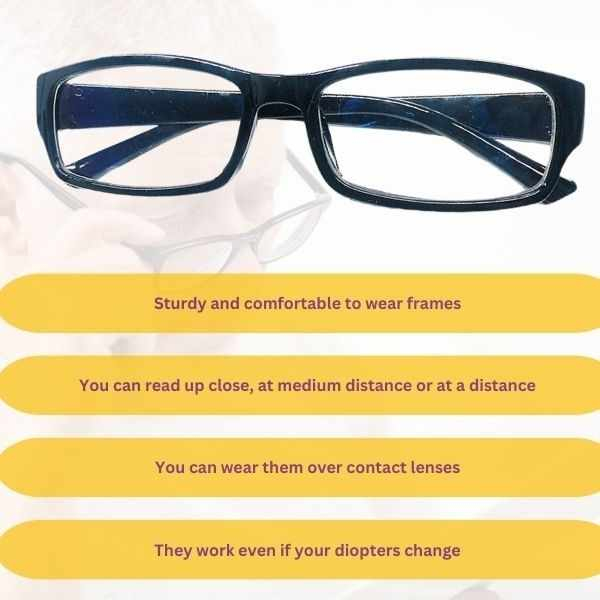 Ochelari pentru Citit One4ALL cu Dioptrii Auto-Ajustabile de la 0.5 la 2.50 Negru si Clema Microfibra Galben – IoArtify.ro [2]