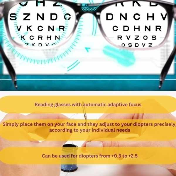 Ochelari pentru Citit One4ALL cu Dioptrii Auto-Ajustabile de la plus 0 5 la plus 2 50 Negru si Clema din Microfibra pentru Curatarea Lentilelor Rosu – IoArtify ro [3]