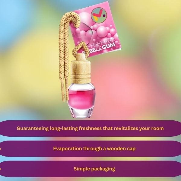 Odorizant Auto in Sticla cu Snur si Capac din Lemn Aroma Bubble Gum 8 ml Capac din Lemn - IoArtify.ro [4]