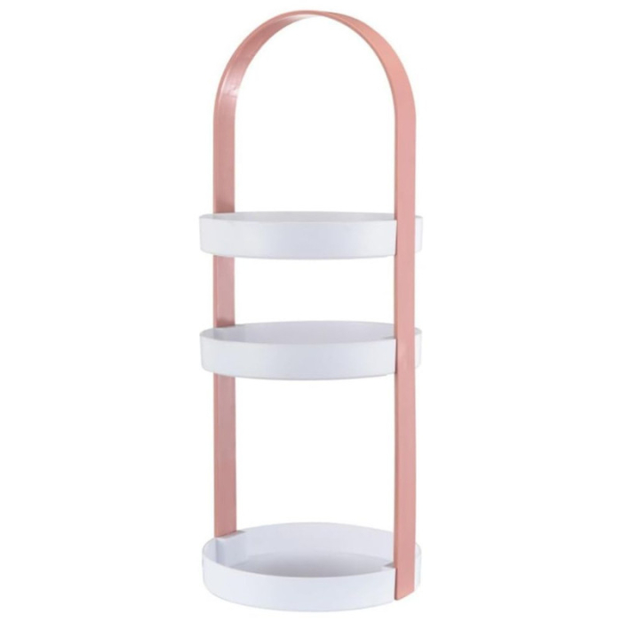 Organizator portabil pentru cosmetice cu mâner și 3 rafturi din Plastic PP 19.5 x 50 cm Roz - IoArtify.ro [2]