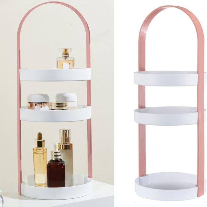 Organizator portabil pentru cosmetice cu mâner și 3 rafturi din Plastic PP 19.5 x 50 cm Roz - IoArtify.ro [5]