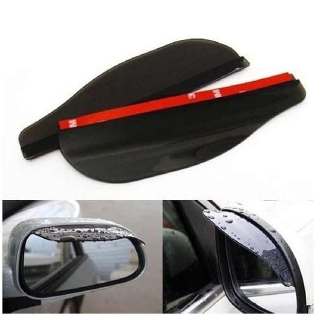 Set 2 Deflectoare de ploaie universale pentru oglinzi laterale, flexibil, fumurii, fixare cu benzi adezive 3M [4]