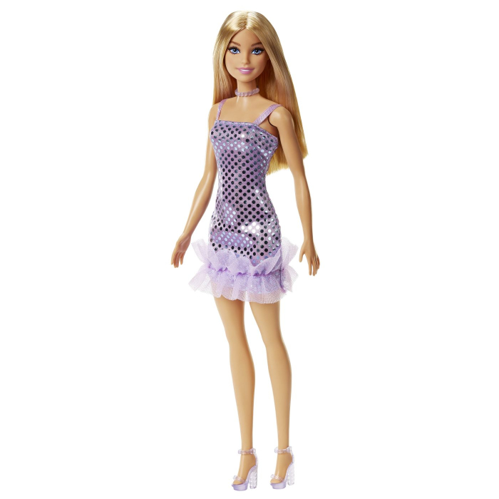 Papusa Barbie Tinute Stralucitoare Blonda cu Rochita Mov Set 3 Rochii - IoArtify.ro [6]