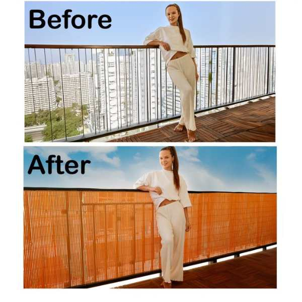 Paravan Decorativ din PVC Imitatie Bambus Natural 1300 g pe metru patrat 3 x 1 m Maro Rezistent UV – IoArtify.ro [7]