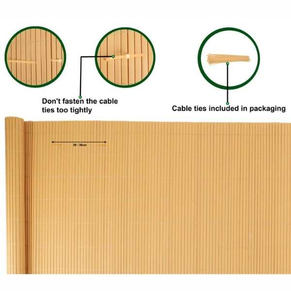 Paravan Decorativ din PVC Imitatie Bambus Natural 1300 g pe metru patrat 3 x 1 m Maro Rezistent UV – IoArtify.ro [5]