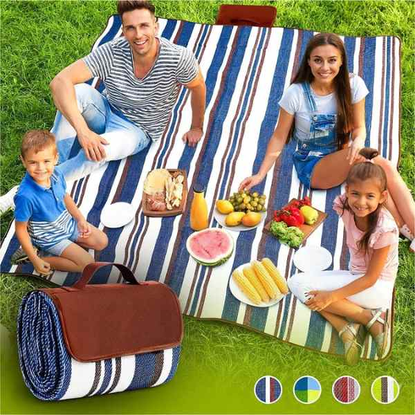 Patura pentru Picnic sau Plaja Pliabila Model Geanta Impermeabila Oxford 200 x 145 cm Albastru - IoArtify.ro [7]