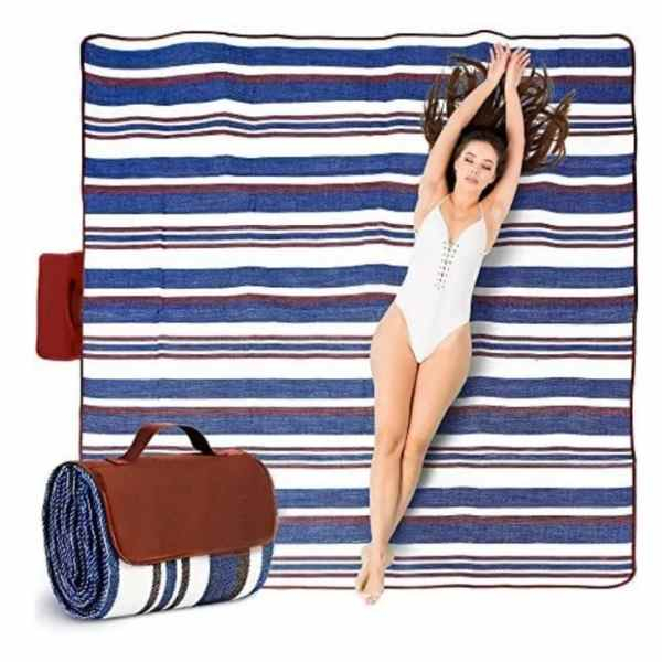 Patura pentru Picnic sau Plaja Pliabila Model Geanta Impermeabila Oxford 200 x 145 cm Albastru - IoArtify.ro [2]