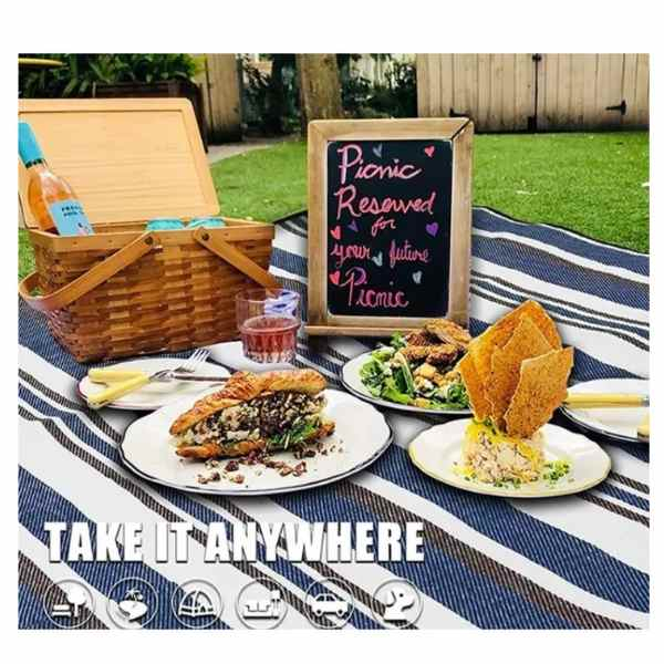 Patura pentru Picnic sau Plaja Pliabila Model Geanta Impermeabila Oxford 200 x 145 cm Albastru - IoArtify.ro [3]