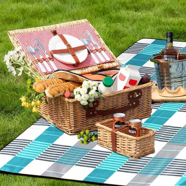 Patura pentru Picnic sau Plaja Pliabila Model Geanta Impermeabila PE 200 x 150 cm Albastru - IoArtify.ro [4]