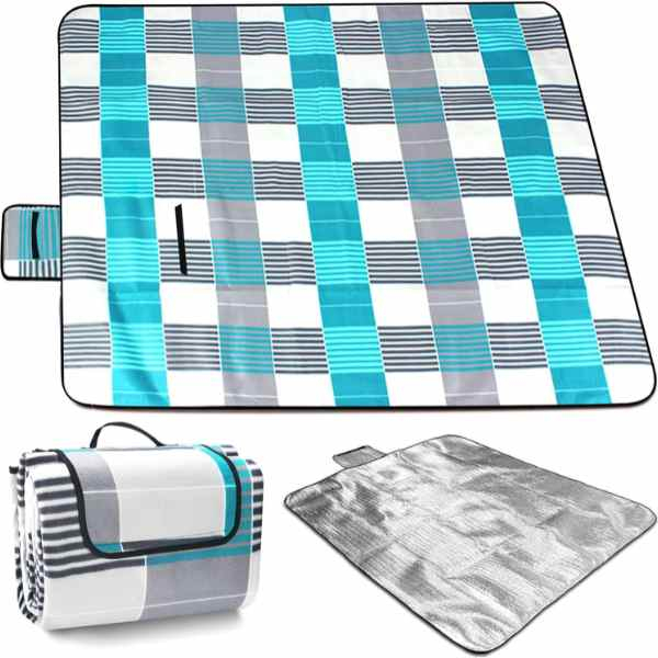 Patura pentru Picnic sau Plaja Pliabila Model Geanta Impermeabila PE 200 x 150 cm Albastru - IoArtify.ro [2]