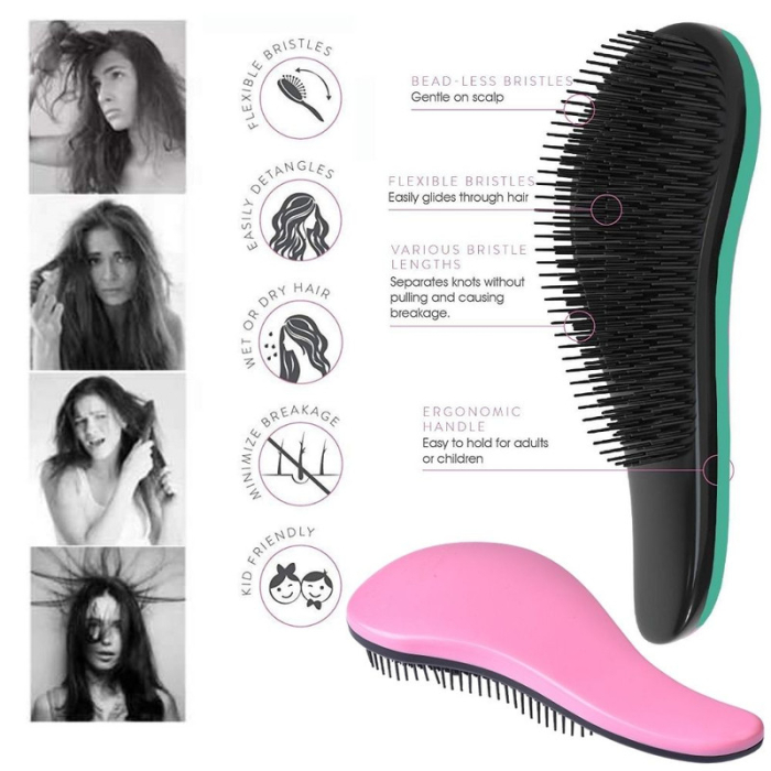 Perie de Par cu Dinti Rari Forma Rotunjita pentru Scalp 19 x 7 cm Roz – IoArtify.ro [7]