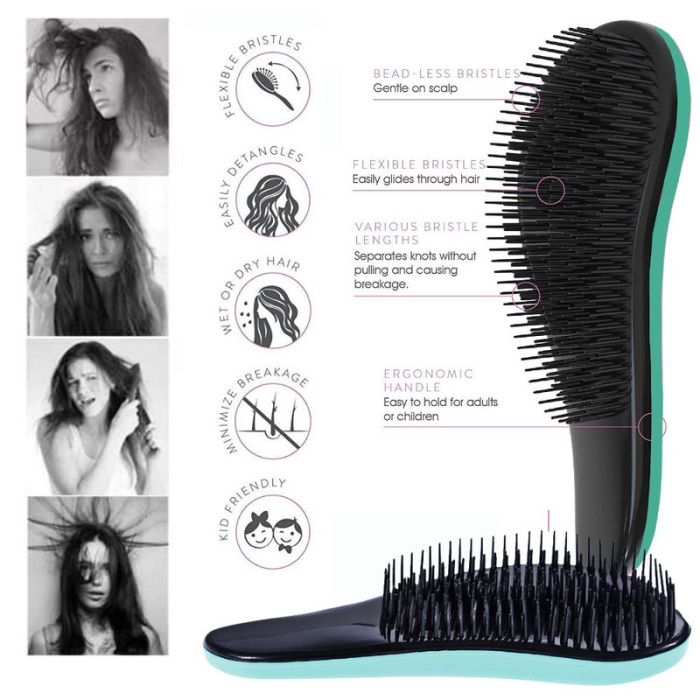 Perie de Par cu Dinti Rari Forma Rotunjita pentru Scalp 19 x 7 cm Verde - IoArtify.ro [7]