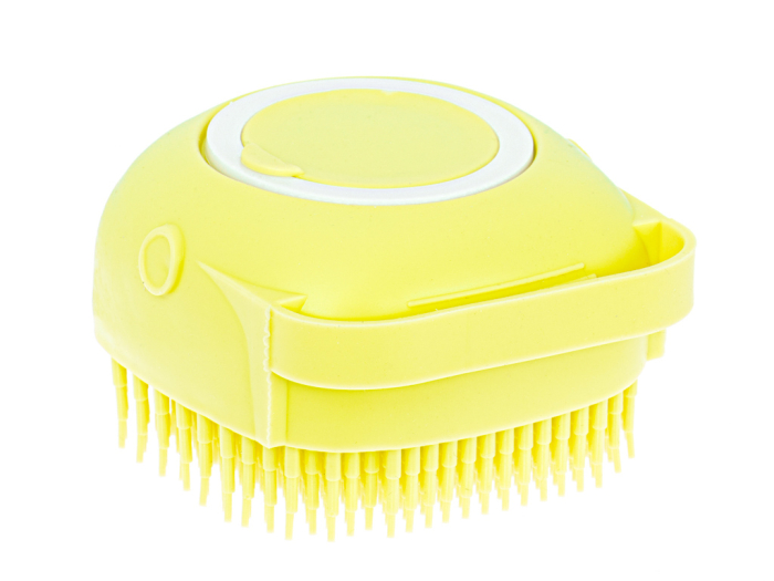 Perie din silicon cu dozator de sampon pentru spalare caini sau pisici 7,5 x 7,5 cm culoare galben – IoArtify.ro [3]