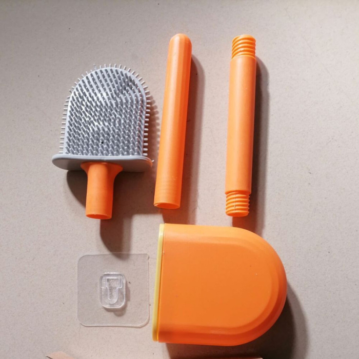 Perie pentru WC flexibila cu suport Silicon Portocalie 35 x 8 cm - IoArtify.ro [4]