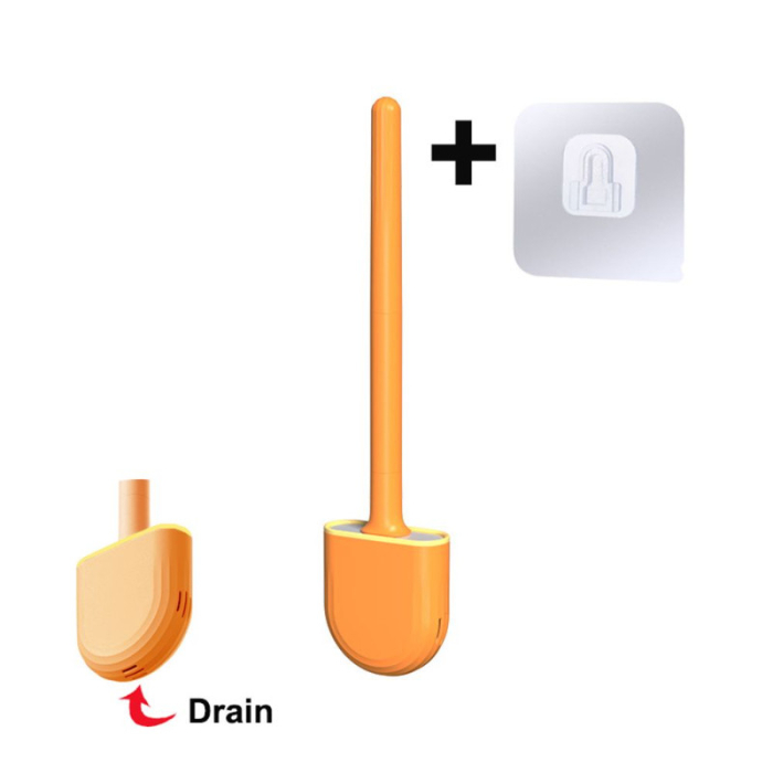 Perie pentru WC flexibila cu suport Silicon Portocalie 35 x 8 cm - IoArtify.ro [2]