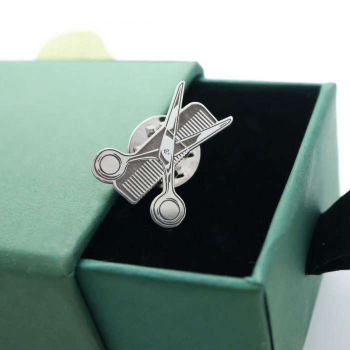 Pin Personalizat din Argint 925 - Hairstylist, Cadou Perfect pentru Pasiunea ta în Coafură [2]