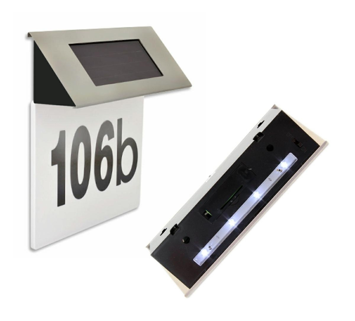 Placa numar casa iluminata LED incarcare solara carcasa din INOX cu panou solar integrat - IoArtify.ro [3]