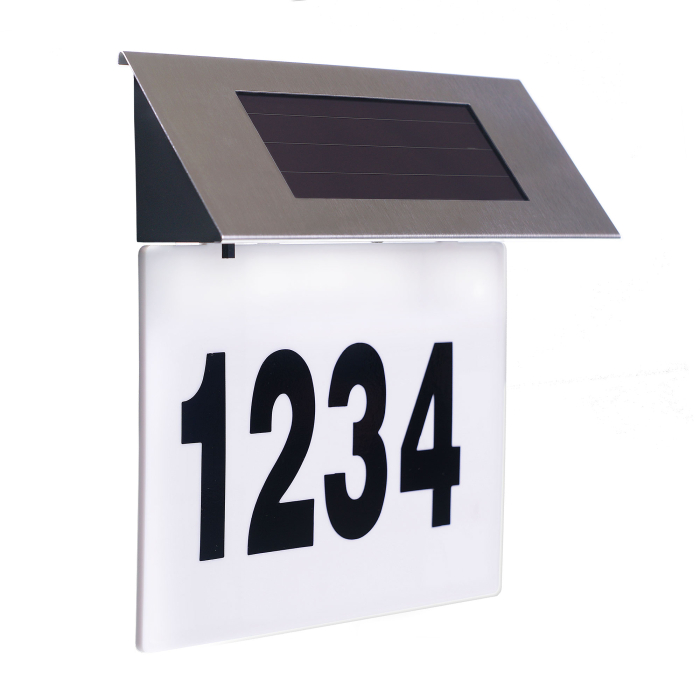 Placa numar casa iluminata LED incarcare solara carcasa din INOX cu panou solar integrat - IoArtify.ro [2]