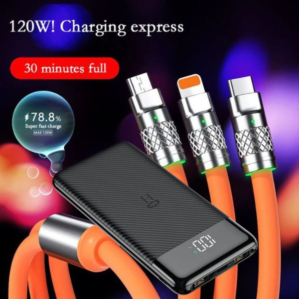 Powerbank Li-Po cu Display LED 10000 mAh 2 X USB 1 X USB-C si Cablu de incarcare Fast Charge 3 in 1 120 W 2 m – IoArtify.ro [3]