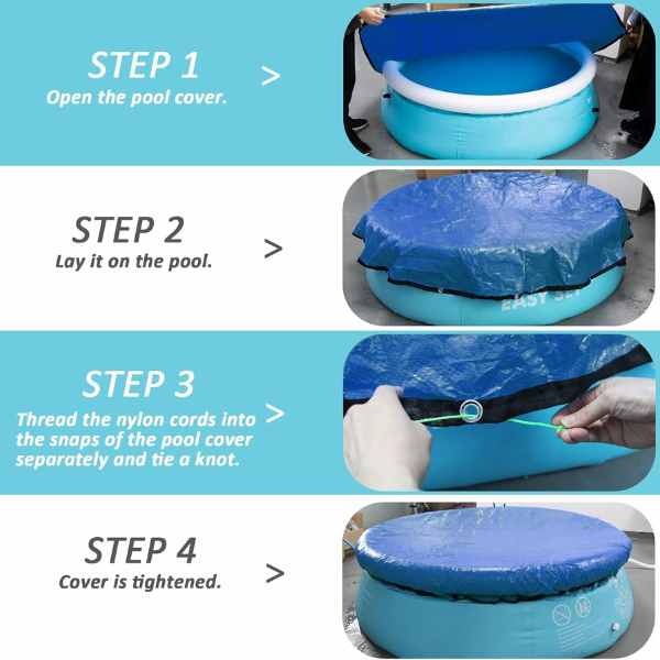 Prelata Universala pentru Acoperire Piscine Gonflabile Rotunde cu Diametru 244 cm Material PVC Impermeabila Albastru – IoArtify.ro [9]