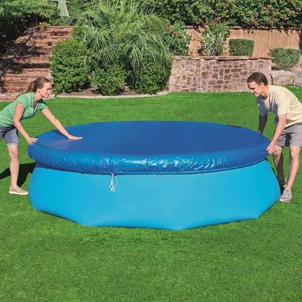 Prelata Universala pentru Acoperire Piscine Gonflabile Rotunde cu Diametru 244 cm Material PVC Impermeabila Albastru – IoArtify.ro [6]