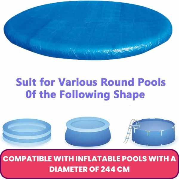 Prelata Universala pentru Acoperire Piscine Gonflabile Rotunde cu Diametru 244 cm Material PVC Impermeabila Albastru – IoArtify.ro [3]