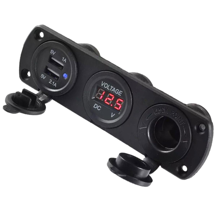 Priza suplimentară impermeabilă 12V pentru vehicule Off Road, ATV, SSV, cu USB și voltmetru [2]