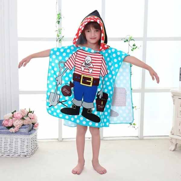 Prosop de Baie Pentru Copii Tip Halat din Microfibra 250 g/m² 58 x 57 cm Model cu Pirati - IoArtify.ro [3]