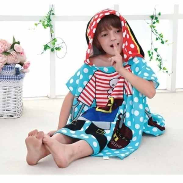 Prosop de Baie Pentru Copii Tip Halat din Microfibra 250 g/m² 58 x 57 cm Model cu Pirati - IoArtify.ro [5]