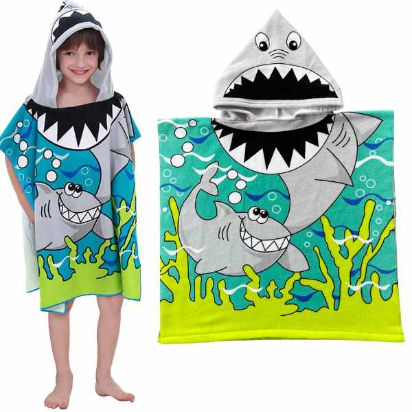Prosop de Baie Pentru Copii Tip Halat din Microfibra 250 g/m² 58 x 57 cm Model cu Rechin - IoArtify.ro [4]