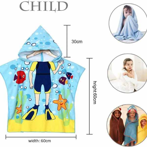 Prosop de Baie Pentru Copii Tip Halat din Microfibra 250 g/m² 58 x 57 cm Model cu Scafandru - IoArtify.ro [4]