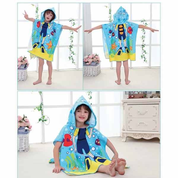 Prosop de Baie Pentru Copii Tip Halat din Microfibra 250 g/m² 58 x 57 cm Model cu Scafandru - IoArtify.ro [2]