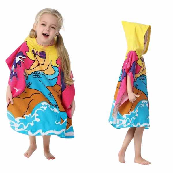 Prosop de Baie Pentru Copii Tip Halat din Microfibra 250 g/m² 58 x 57 cm Model cu Sirena - IoArtify.ro [7]