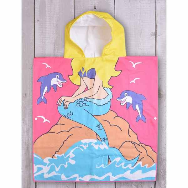 Prosop de Baie Pentru Copii Tip Halat din Microfibra 250 g/m² 58 x 57 cm Model cu Sirena - IoArtify.ro [6]