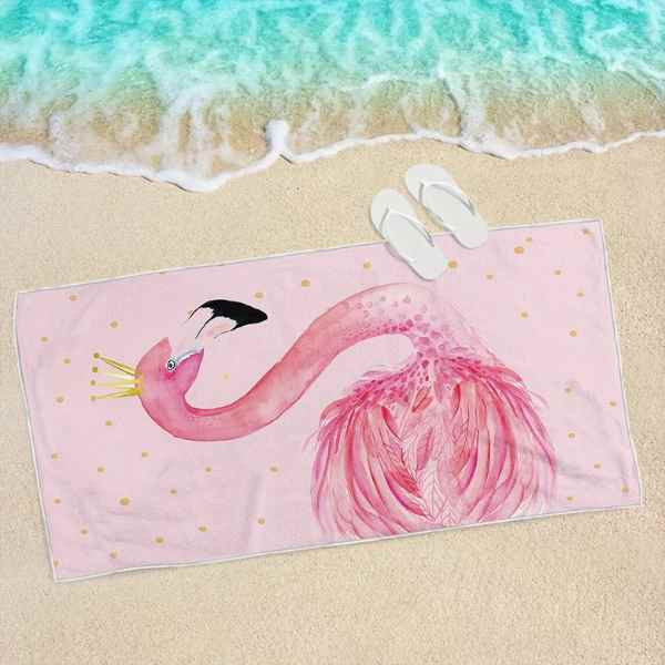 Prosop pentru Plaja Model Flamingo Microfibra Uscare Rapida 266 g/m² 150 x 70 cm Roz - IoArtify.ro [3]