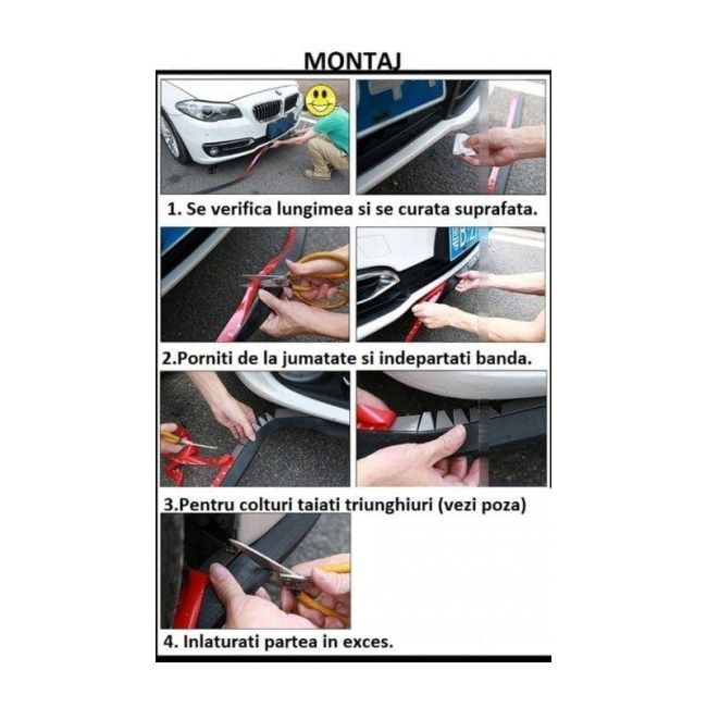 Protecție spoiler și prelungire bară din cauciuc CARBON Negru – Montaj ușor, personalizabil pentru față, spate sau laterală [4]