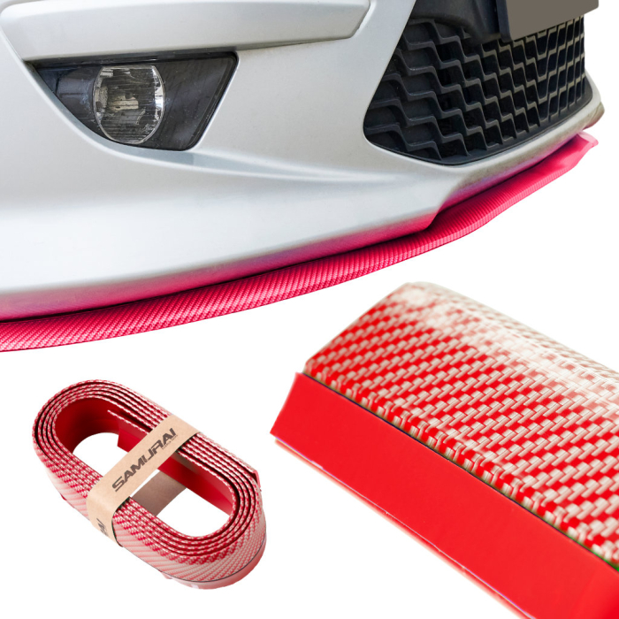 Protectie spoiler prelungire bara fata spate din cauciuc culoare CARBON Rosu rezistenta la impact - IoArtify.ro [2]