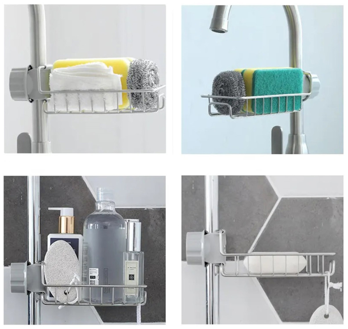 Raft organizator universal pentru bucatarie sau baie montaj pe robinet material otel culoare Argintiu – IoArtify.ro [6]