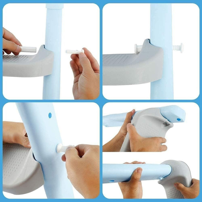 Reductor Pliabil pentru WC cu Scara 2 Trepte Anti-aderente Reglabile in 2 pozitii Sezut Impermeabil PP Eco Friendly 39 x 16 x 38 cm Gri – IoArtify.ro [8]