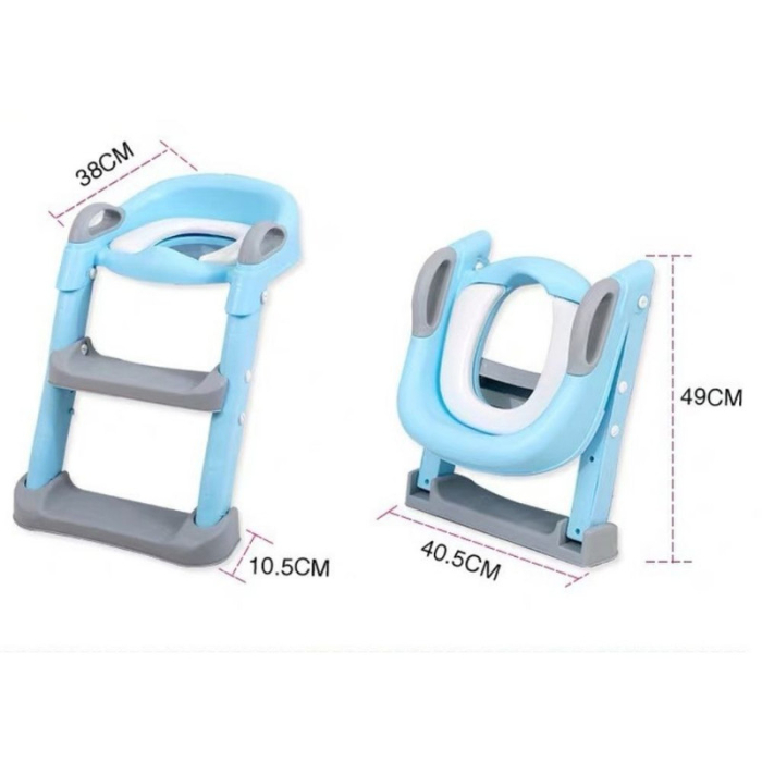 Reductor Pliabil pentru WC cu Scara 2 Trepte Anti-aderente Reglabile in 2 pozitii Sezut Impermeabil PP Eco Friendly 39 x 16 x 38 cm Gri – IoArtify.ro [9]