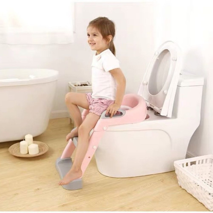 Reductor Pliabil pentru WC cu Scara 2 Trepte Anti-aderente Reglabile in 2 pozitii Sezut Impermeabil PP Eco Friendly 39 x 16 x 38 cm Gri – IoArtify.ro [10]