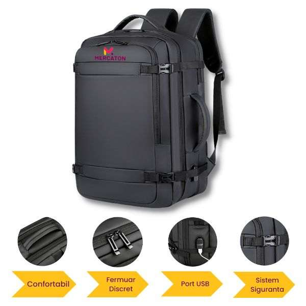 Rucsac Extensibil Compatibil cu Laptopuri Pana la 17.3 Inch cu Baterie Reincarcabila Powerbank 10000 mAh – IoArtify.ro [3]