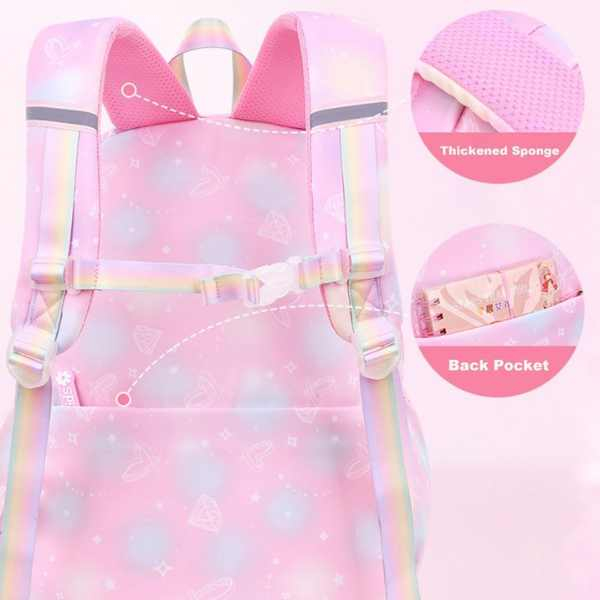 Rucsac roz pentru fetite cu jucarie plus, material Oxford impermeabil, 35L, bretele captusite, 44x32x17 cm [3]