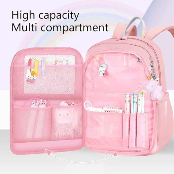 Rucsac din Material Oxford cu Jucarie de Plus 35 L cu Bretele Căptușite 45x30x20 cm Roz - IoArtify.ro [7]