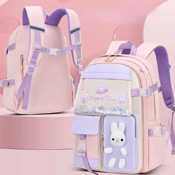 Rucsac Mercaton din Material Oxford cu Jucarie de Plus 35 L cu Bretele Căptușite 45x32x17 cm Roz cu Mov – IoArtify.ro [5]