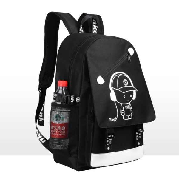 Rucsac din Material Oxford cu Port USB și Elemente Fosforescente 44x27x16 cm Negru – IoArtify.ro [3]