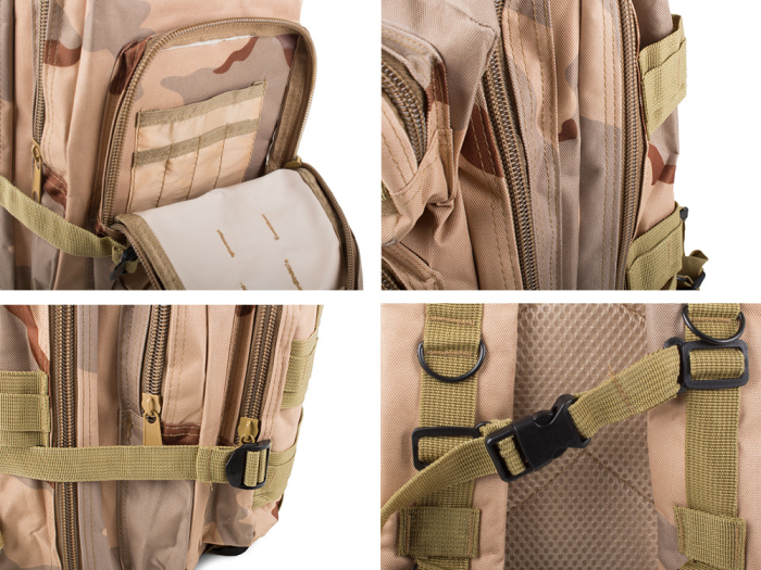 Rucsac tactic militar 30L, impermeabil, camuflaj bej, rezistent și multifuncțional pentru aventuri și activități outdoor [5]