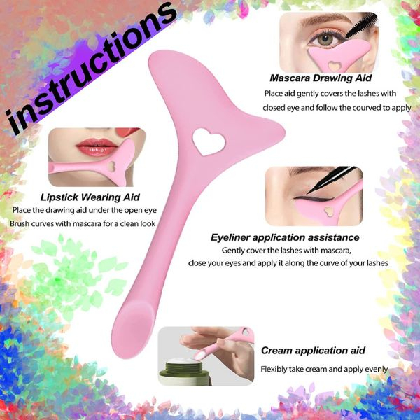 Sablon multifunctional 4in1 Eyeliner din silicon pentru machiaj Roz cu design ergonomic – IoArtify.ro [8]